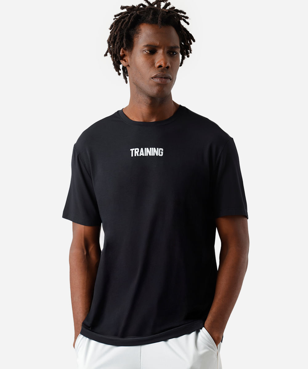 camiseta masculina esportiva ace de modal training preta