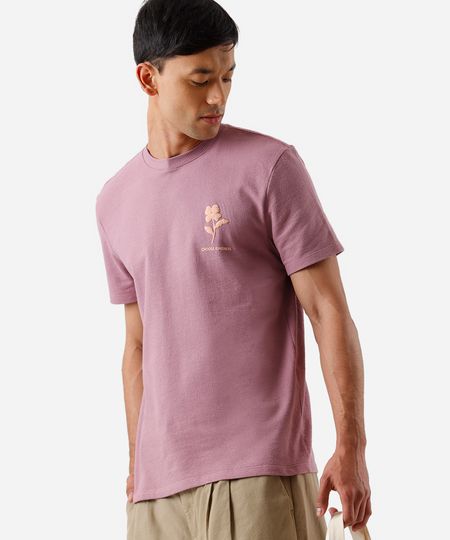 camiseta masculina de algodão estonada floral rosa GG camiseta masculina de algodão estonada floral rosa GG