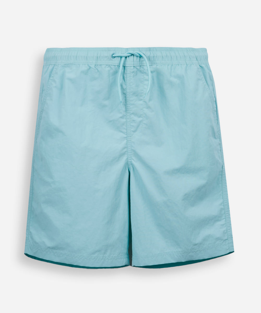bermuda juvenil com bolsos e elástico azul