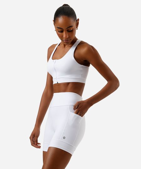 bermuda feminina esportiva ace com bolsos branca P