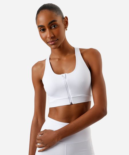 top nadador feminino esportivo ace com zíper branco P top nadador feminino esportivo ace com zíper branco P