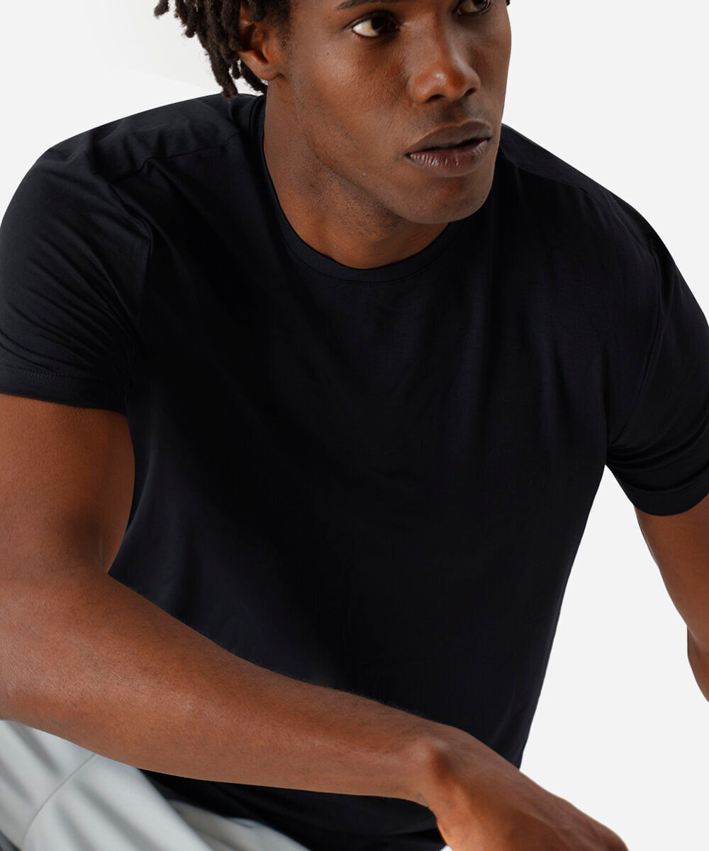 camiseta masculina esportiva básica ace preta