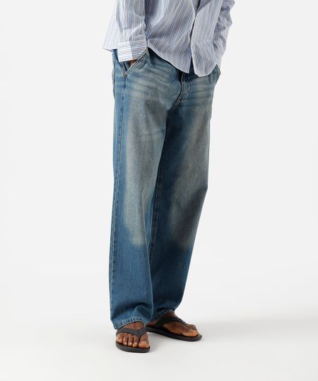 calça baggy masculina jeans dirty azul 36