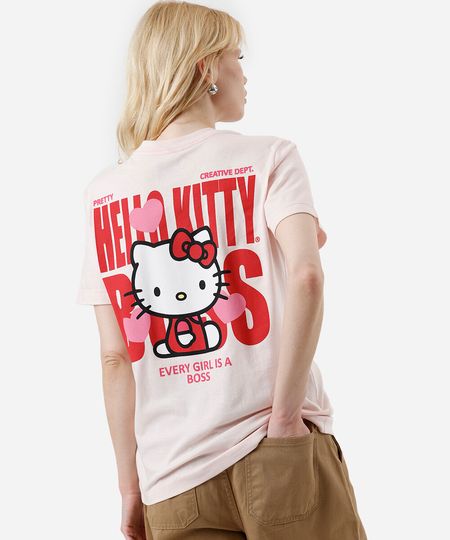 camiseta feminina de algodão hello kitty rosa P camiseta feminina de algodão hello kitty rosa P