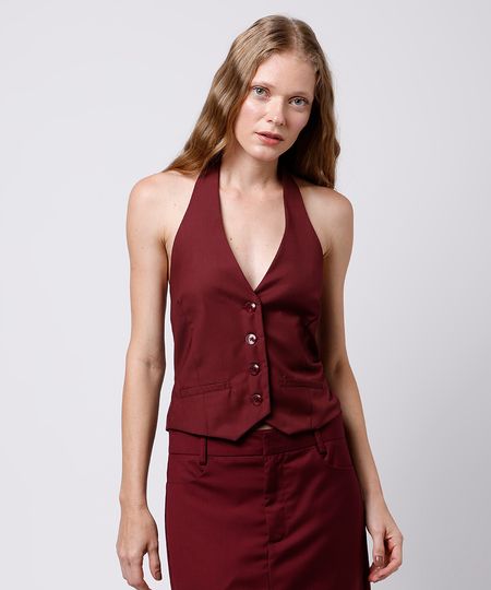 colete feminino frente única mindset vinho GG