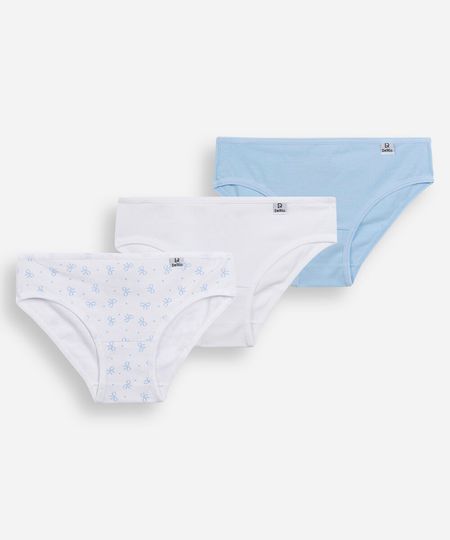 kit de 3 calcinhas infantis de algodão delrio colorido P kit de 3 calcinhas infantis de algodão delrio colorido P