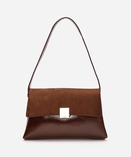 bolsa shoulder estruturada texturizada marrom UNICO