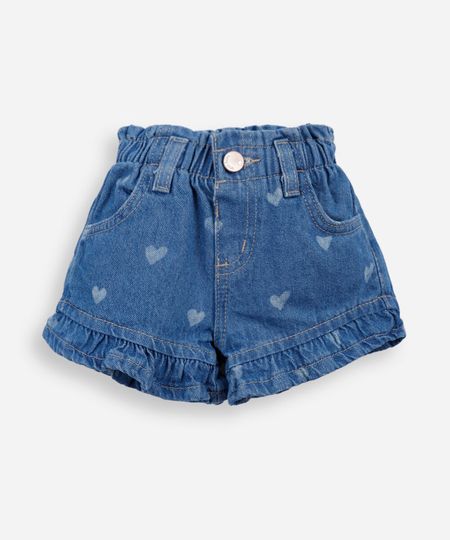 short clochard infantil jeans corações com recorte azul 4 short clochard infantil jeans corações com recorte azul 4
