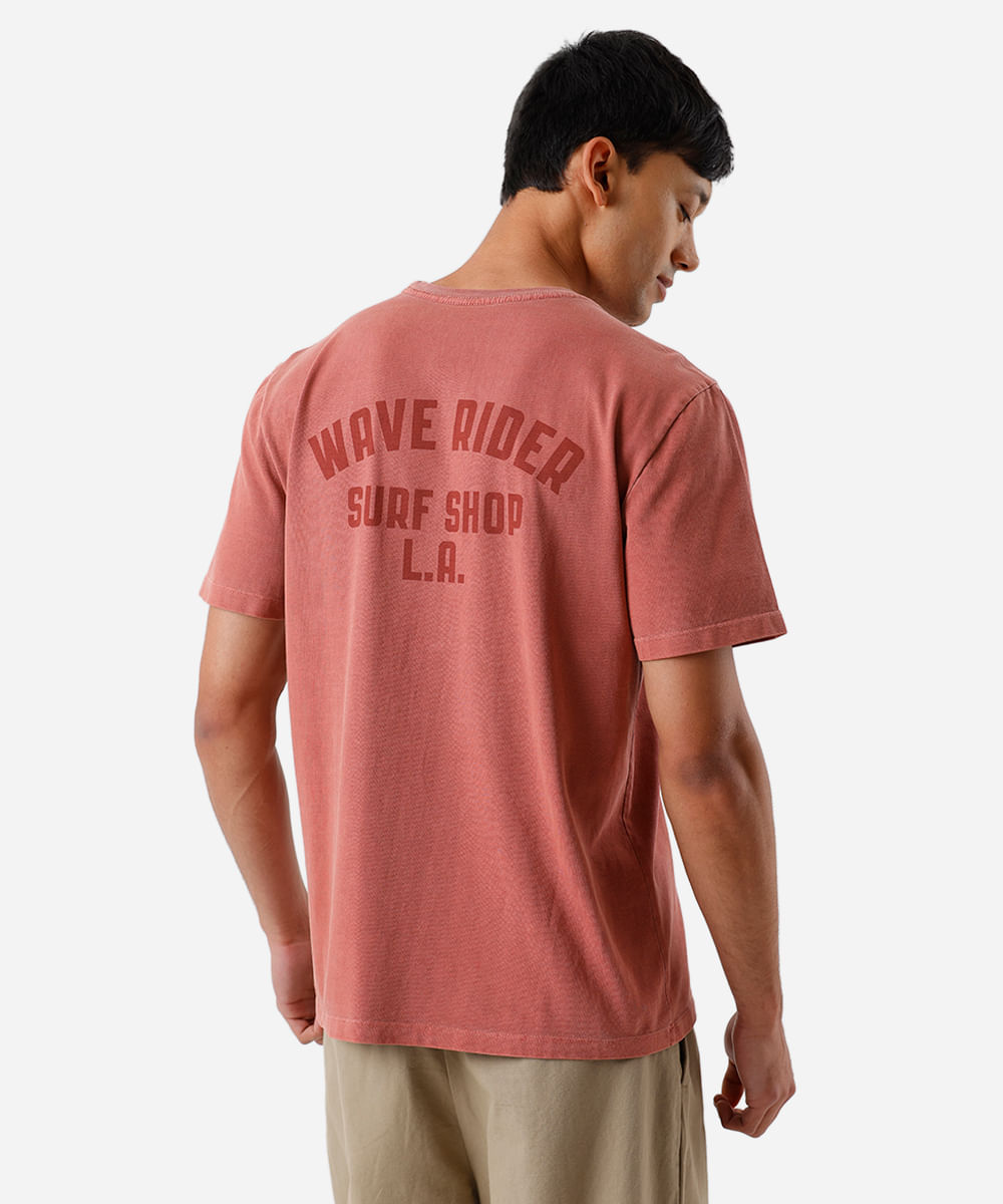camiseta masculina de algodão wave rider estonada vermelha