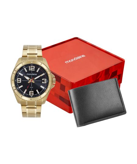kit relógio masculino mondaine analógico 32639gpmvde1kf dourado UNICO kit relógio masculino mondaine analógico 32639gpmvde1kf dourado UNICO
