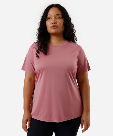 camiseta feminina esportiva ace com refletivos plus size rosa GG1