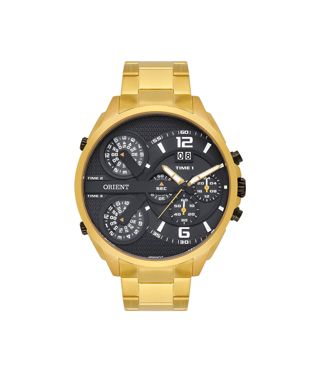 relógio masculino orient cronógrafo mgsst005 p2kx dourado