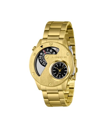 relógio masculino lince dual time mrg4820l46 p2kx dourado UNICO