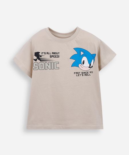 camiseta infantil de algodão sonic bege 2 camiseta infantil de algodão sonic bege 2