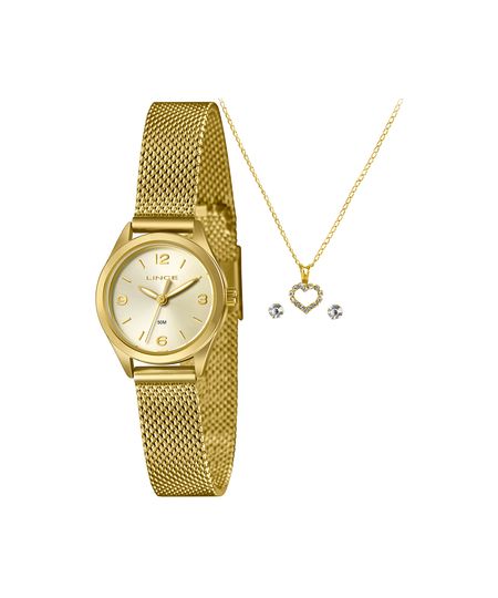 kit relógio feminino lince analógico lrgh271l25 kacgc2kx dourado UNICO