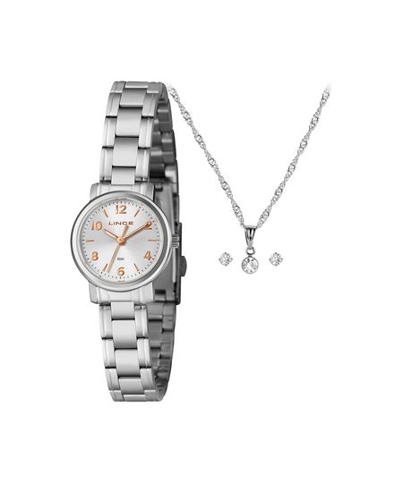 kit relógio feminino lince analógico lrmh270l25 kacfs2sx prateado UNICO kit relógio feminino lince analógico lrmh270l25 kacfs2sx prateado UNICO