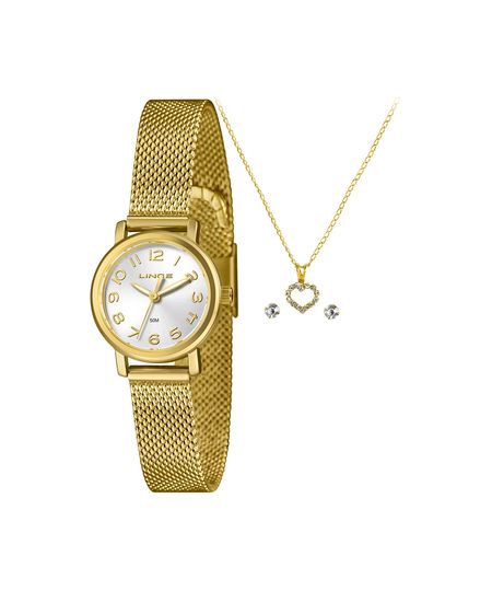 kit relógio feminino lince analógico lrgh272l25 kacjs2kx dourado UNICO