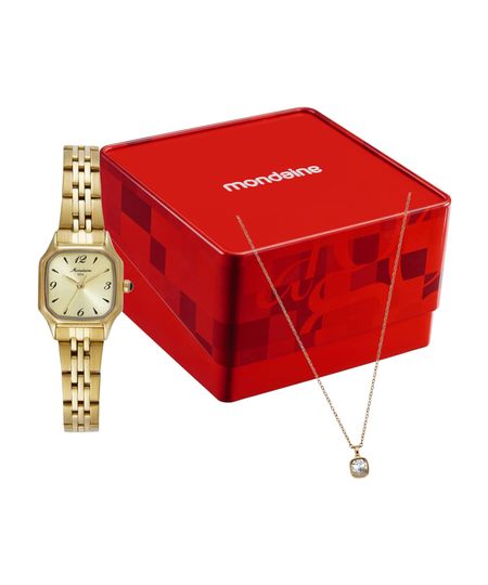 kit relógio feminino mondaine analógico 32820lpmvde1kc dourado UNICO