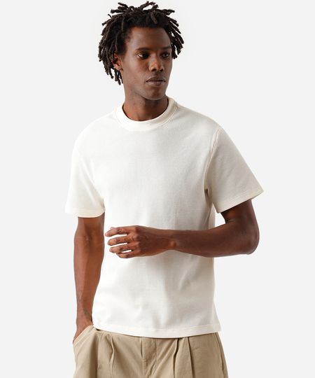 camiseta masculina manga curta texturizada off white PP camiseta masculina manga curta texturizada off white PP