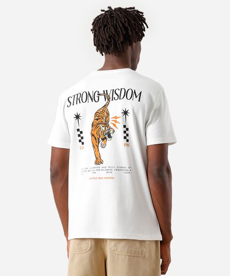 camiseta masculina com algodão tigre off white PP