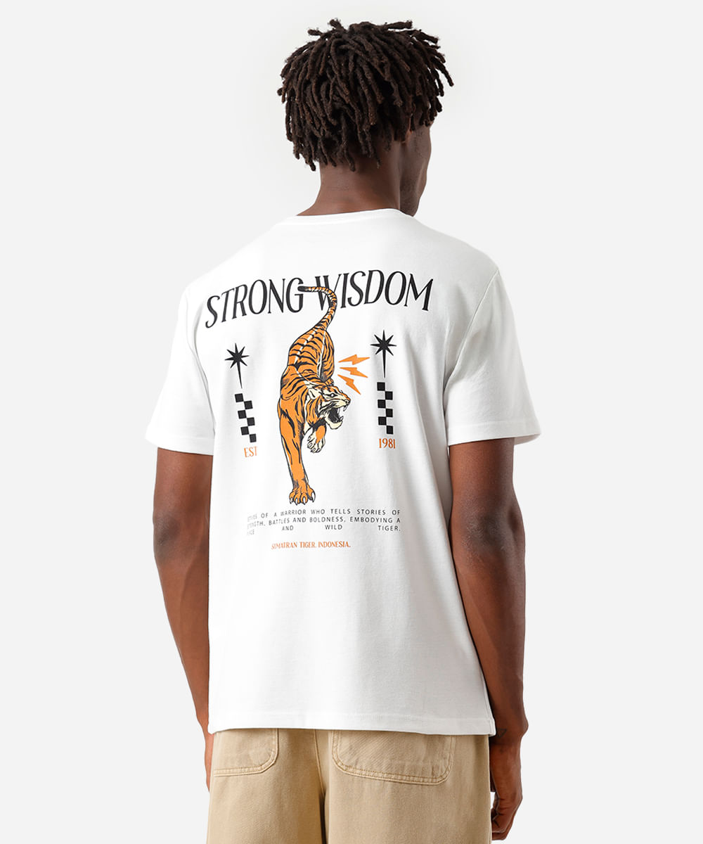 camiseta masculina com algodão tigre off white