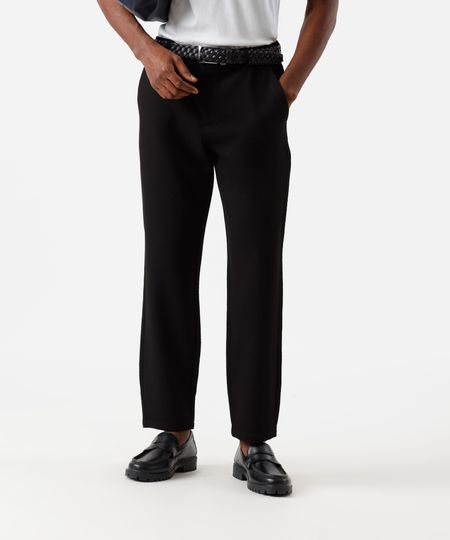 calça slim masculina texturizada cós elástico preta 36