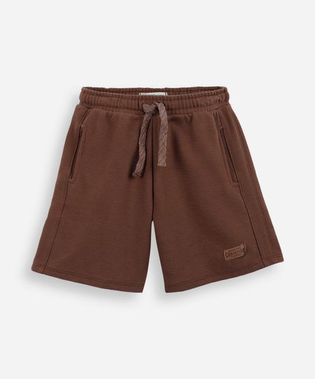 bermuda infantil de algodão cós elástico texturizada marrom 4 bermuda infantil de algodão cós elástico texturizada marrom 4