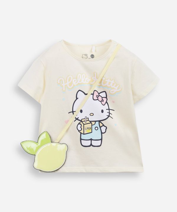 camiseta infantil de algodão hello kitty com bolsa amarela 6