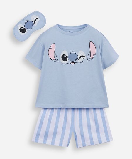 pijama curto infantil de algodão stitch com máscara azul 10 pijama curto infantil de algodão stitch com máscara azul 10