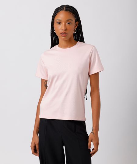 camiseta feminina de algodão peruano slim mindset rosa PP