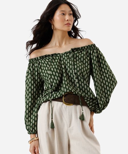 bata feminina de viscose ombro a ombro folhagens verde PP bata feminina de viscose ombro a ombro folhagens verde PP