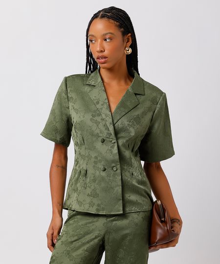 blusa feminina de jacquard floral mindset verde M blusa feminina de jacquard floral mindset verde M