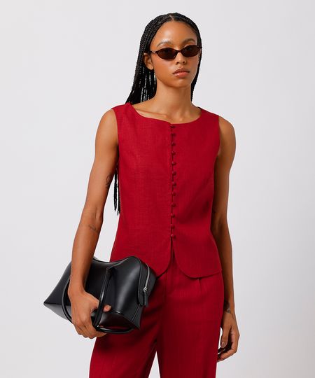 blusa feminina com linho mindset vinho P