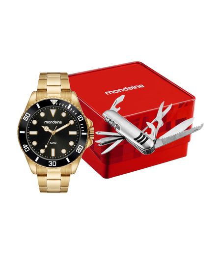 kit relógio masculino mondaine analógico 32549gpmvde2kb dourado UNICO kit relógio masculino mondaine analógico 32549gpmvde2kb dourado UNICO