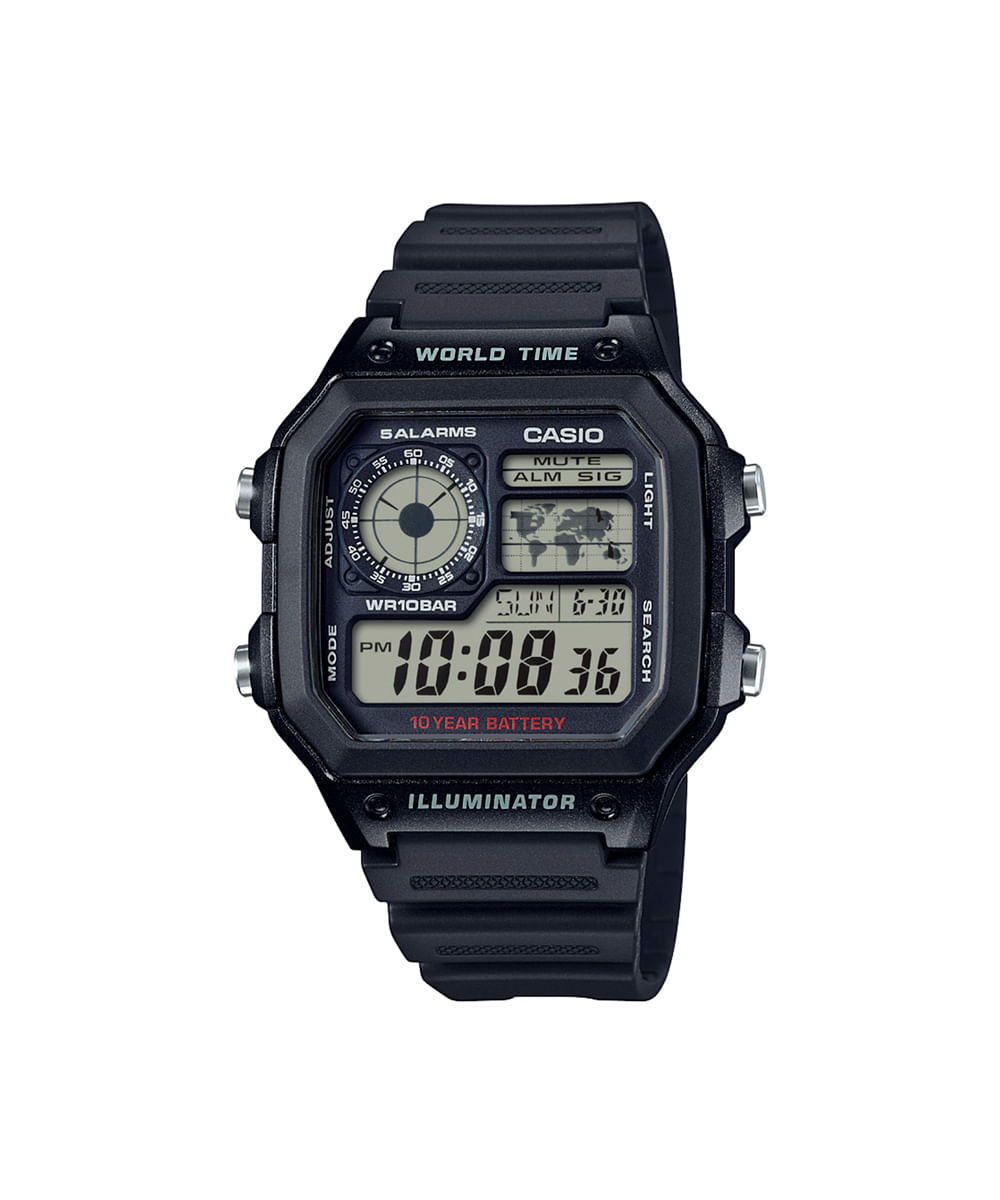 relógio masculino casio digital ae 1200wh 1avdf preto