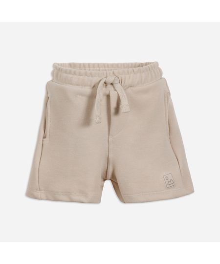 short infantil com algodão cós elástico texturizado bege 2