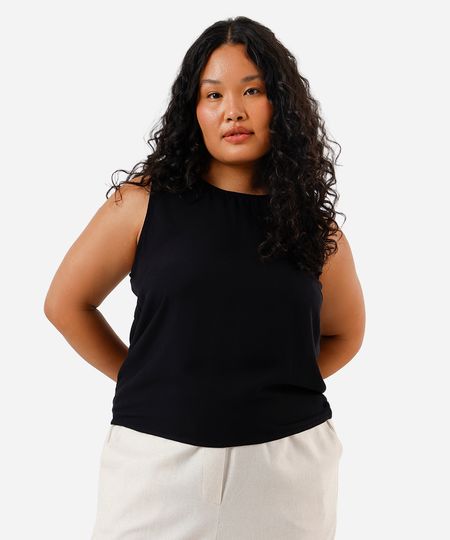 regata feminina de viscose plus size preta GG2 regata feminina de viscose plus size preta GG2