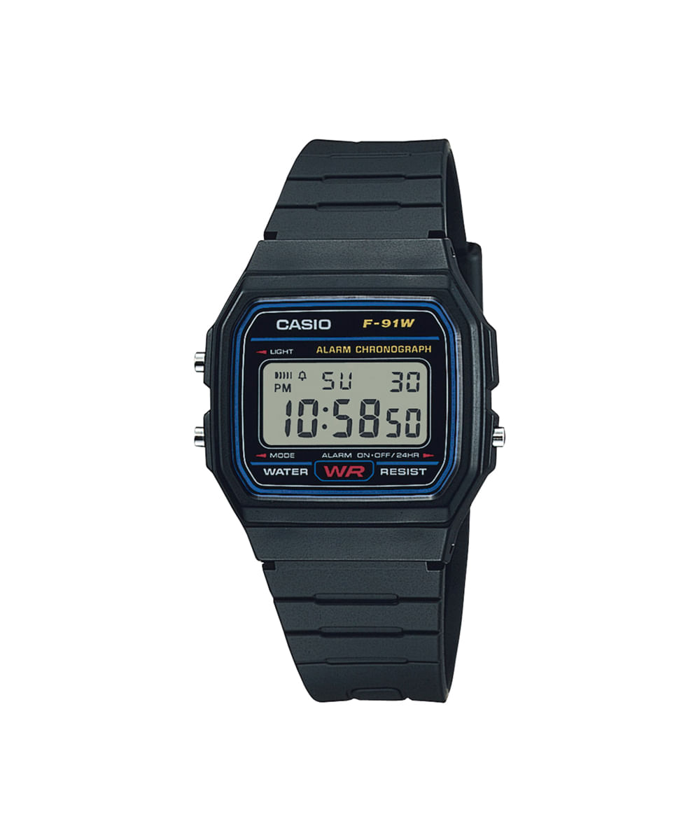 relógio masculino casio digital f 91w 1dg preto