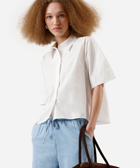 camisa feminina de algodão manga curta off white P