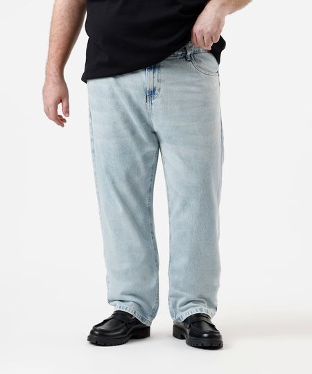 calça reta masculina jeans plus size azul 52