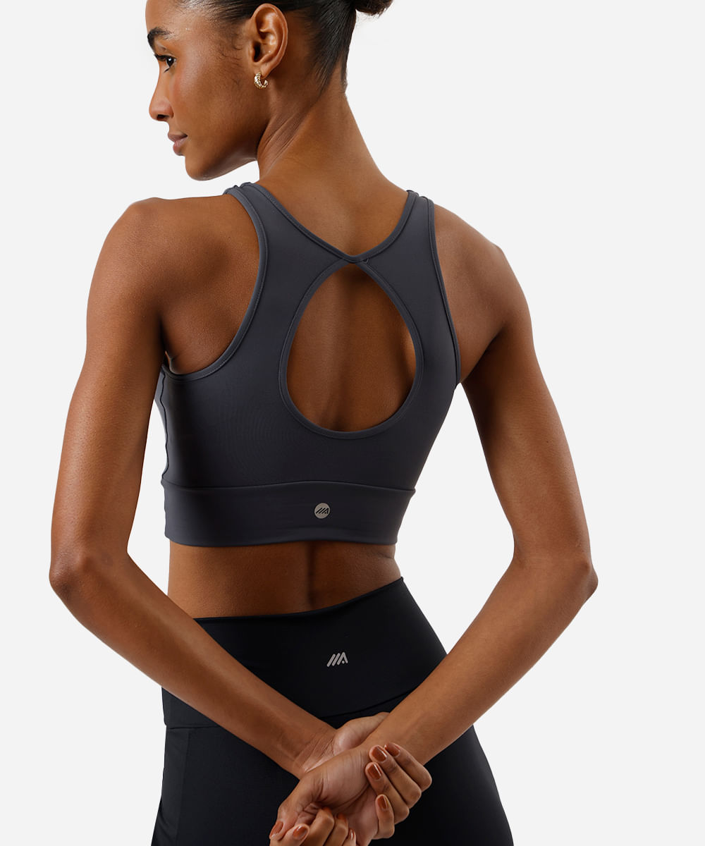 top feminino esportivo ace de poliamida cinza