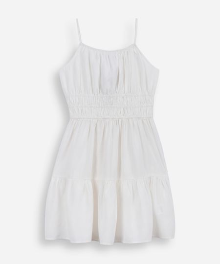 vestido curto juvenil alça fina com linho e recorte off white 12 vestido curto juvenil alça fina com linho e recorte off white 12