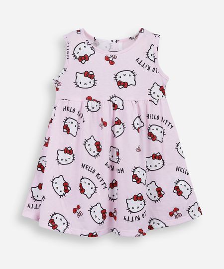 vestido infantil de algodão hello kitty rosa 4 vestido infantil de algodão hello kitty rosa 4