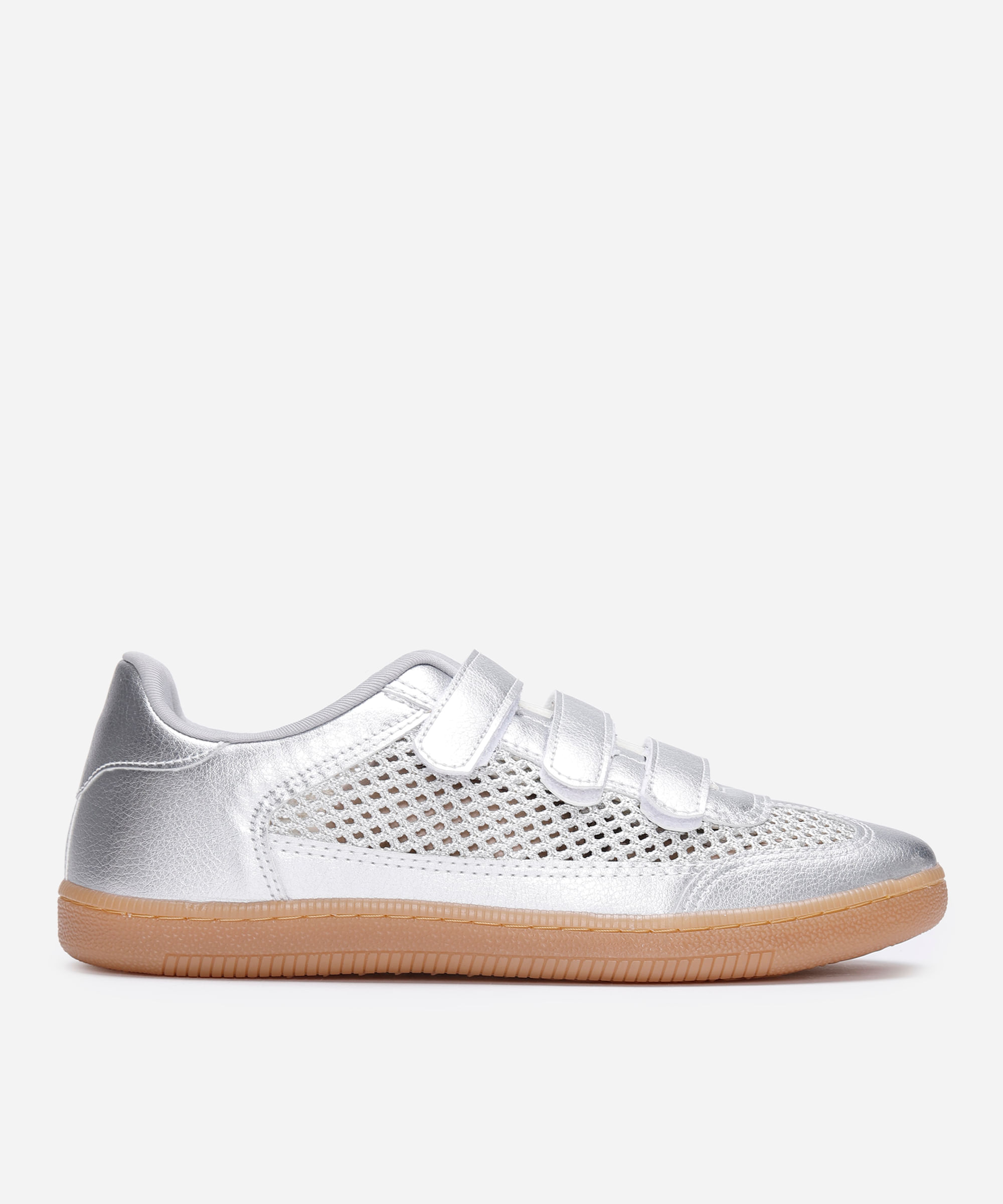tênis casual com recortes e velcro ace prateado