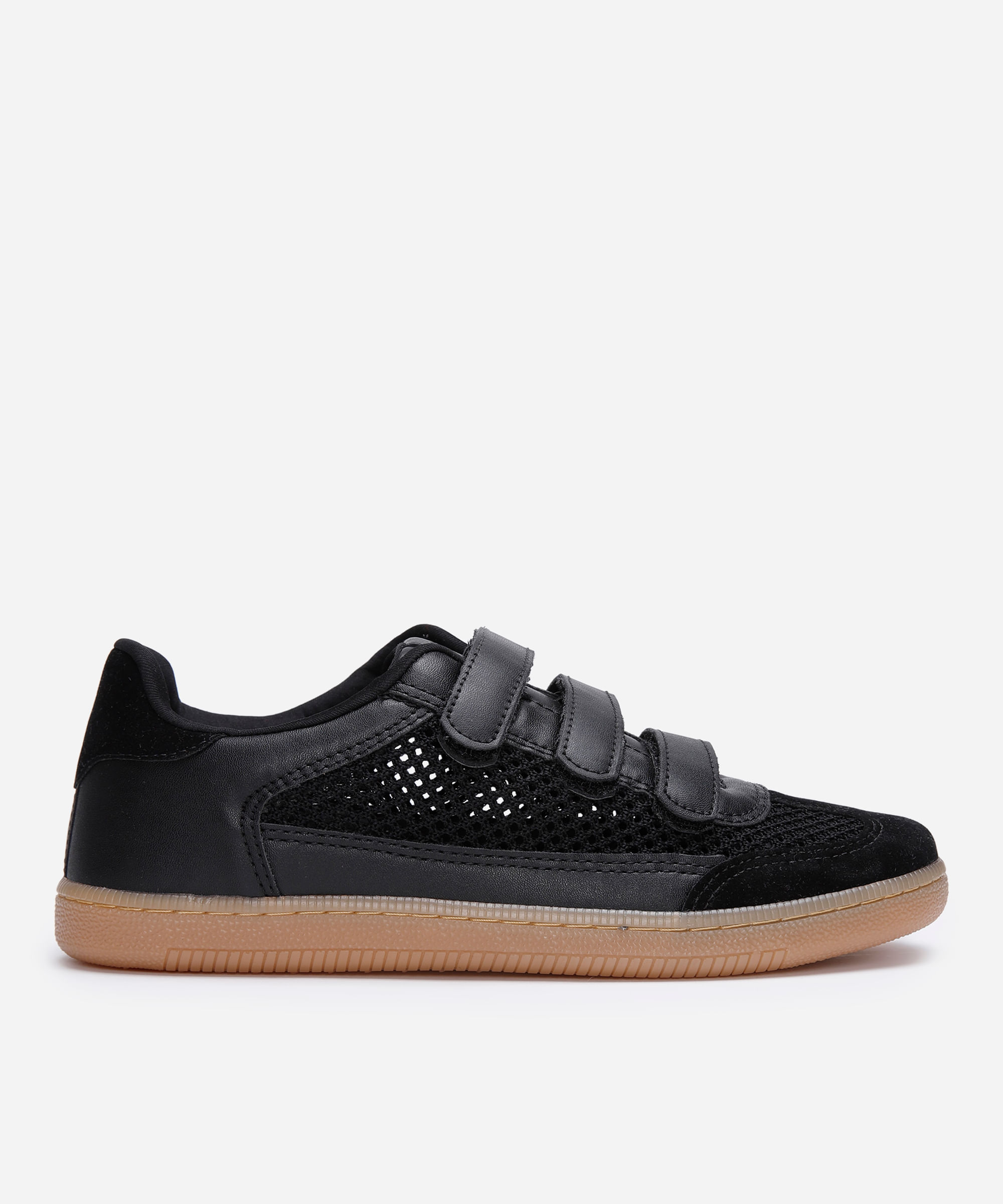 tênis casual com recortes e velcro ace preto