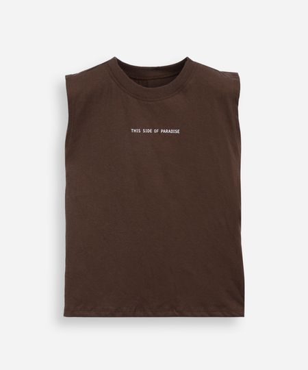 regata infantil de algodão estampada marrom 6 regata infantil de algodão estampada marrom 6