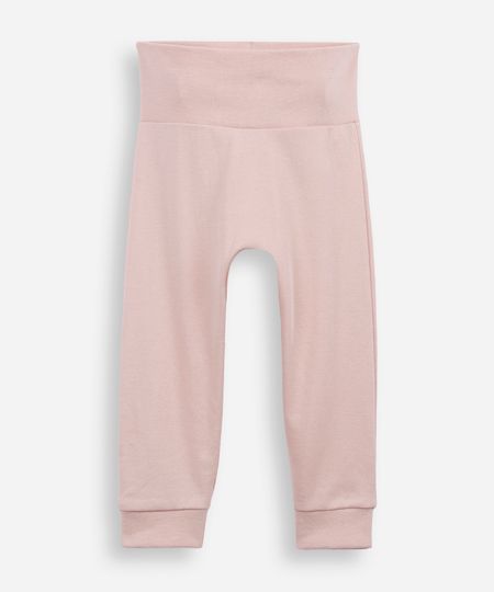 calça saruel infantil de algodão peruano cós e barra dobrável rosa 6-9 calça saruel infantil de algodão peruano cós e barra dobrável rosa 6-9