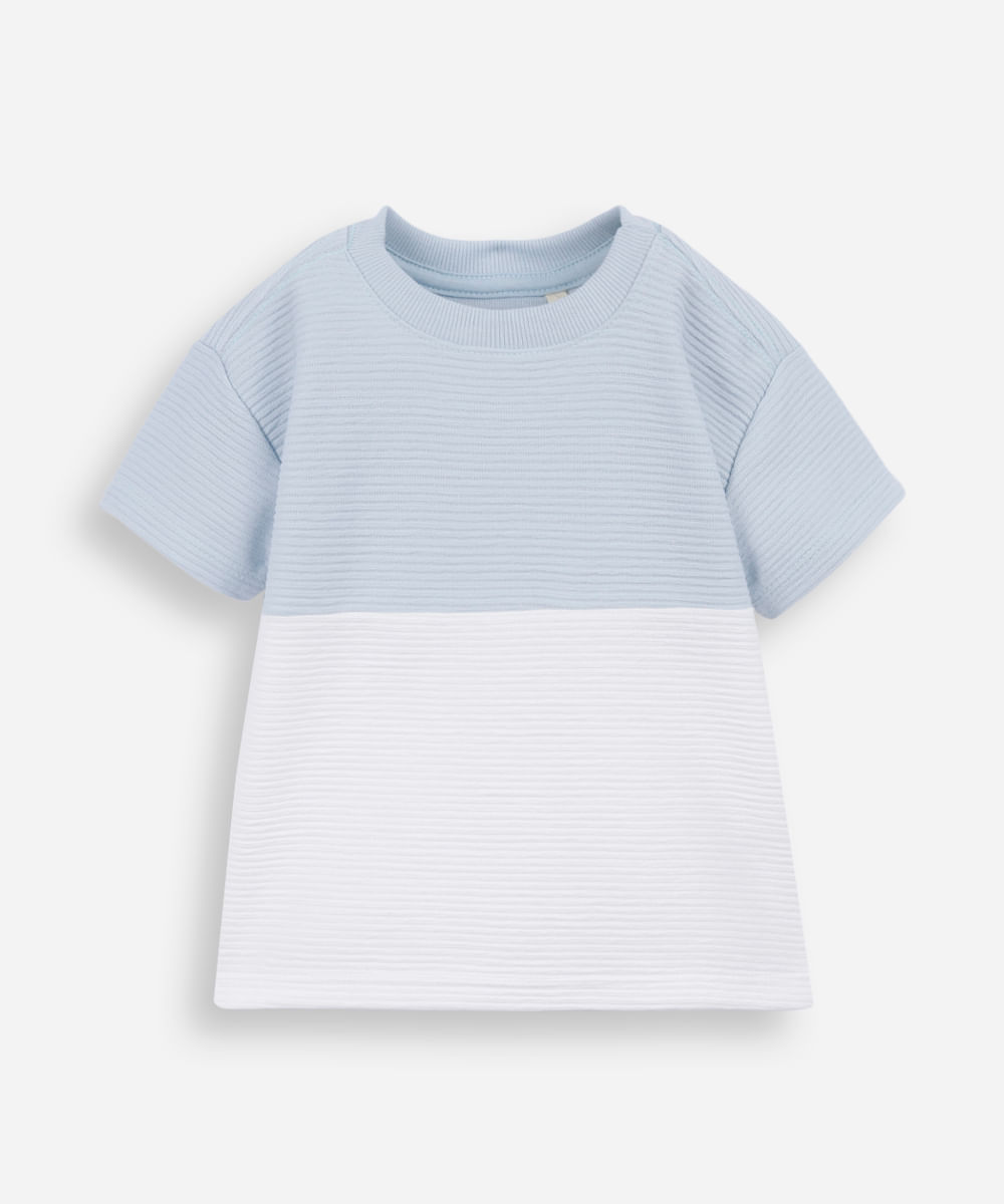 camiseta infantil texturizada bicolor azul