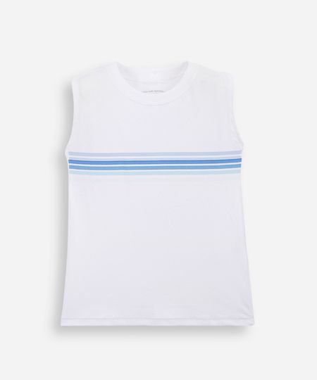regata infantil de algodão listrado off white 6