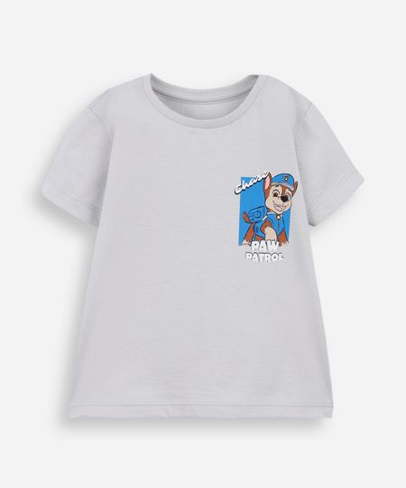 camiseta infantil de algodão patrulha canina cinza 1 camiseta infantil de algodão patrulha canina cinza 1